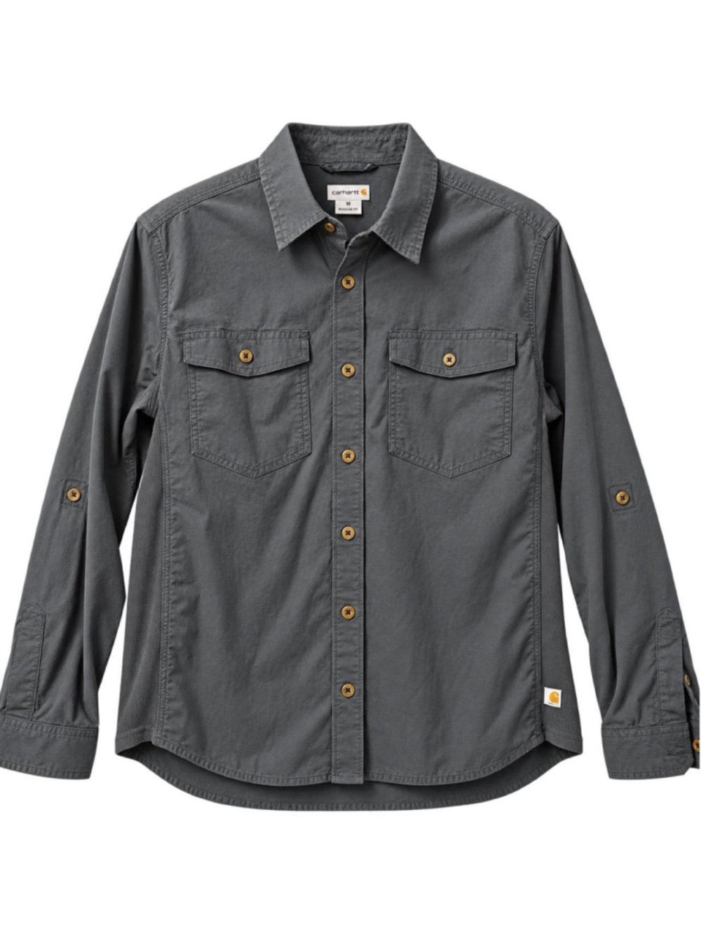Carhartt women’s button-up utility/workwear shirt in a washed charcoal gray
